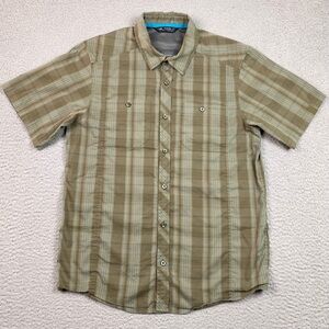Arcteryx Shirt Men's Size S Green Plaid Short Sleeve Button Up Outdoor Hiking